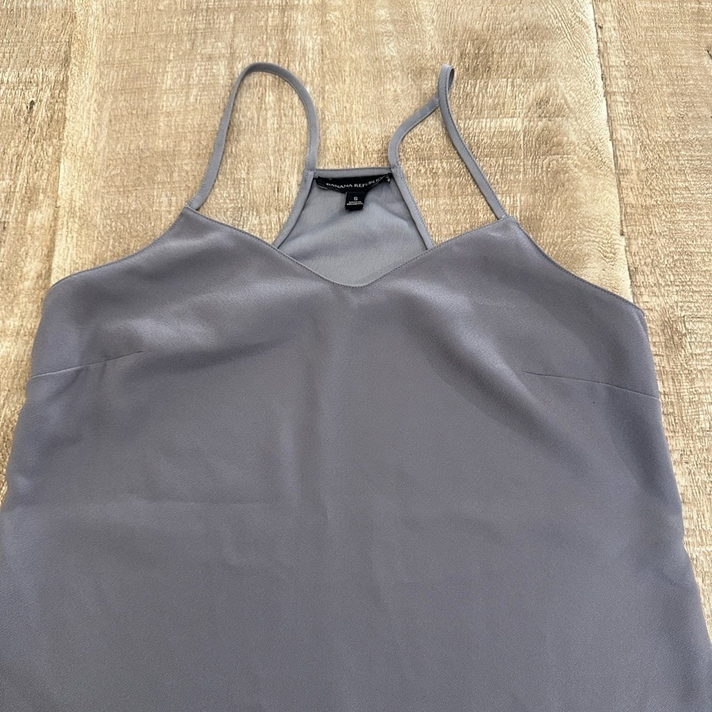 Banana Republic Gray Strappy Cami Tank Top | Size S | High Neck Racerback - Picture 11 of 16